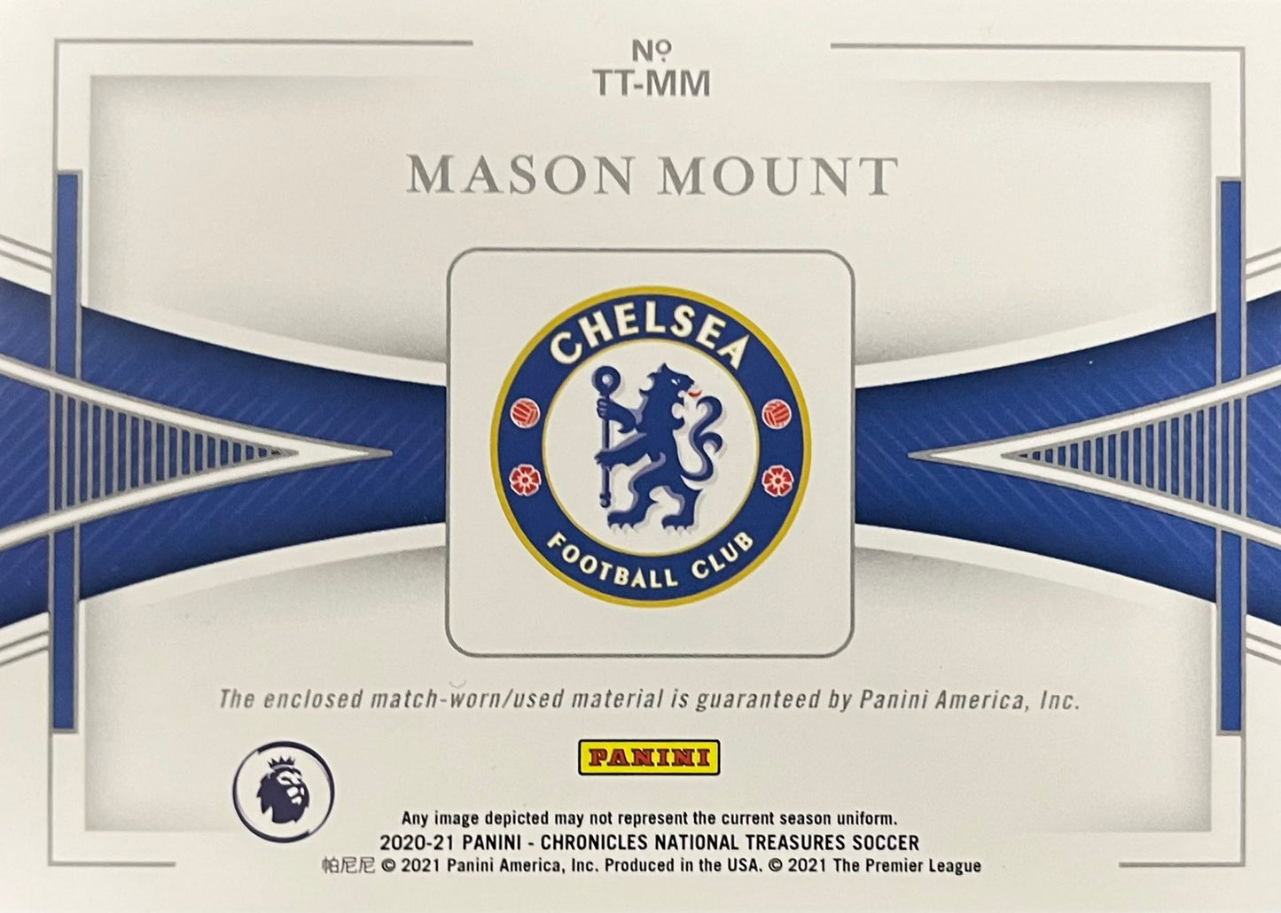 Mason Mount Triple Match-Worn Patch Numbered /199 National Treasures
