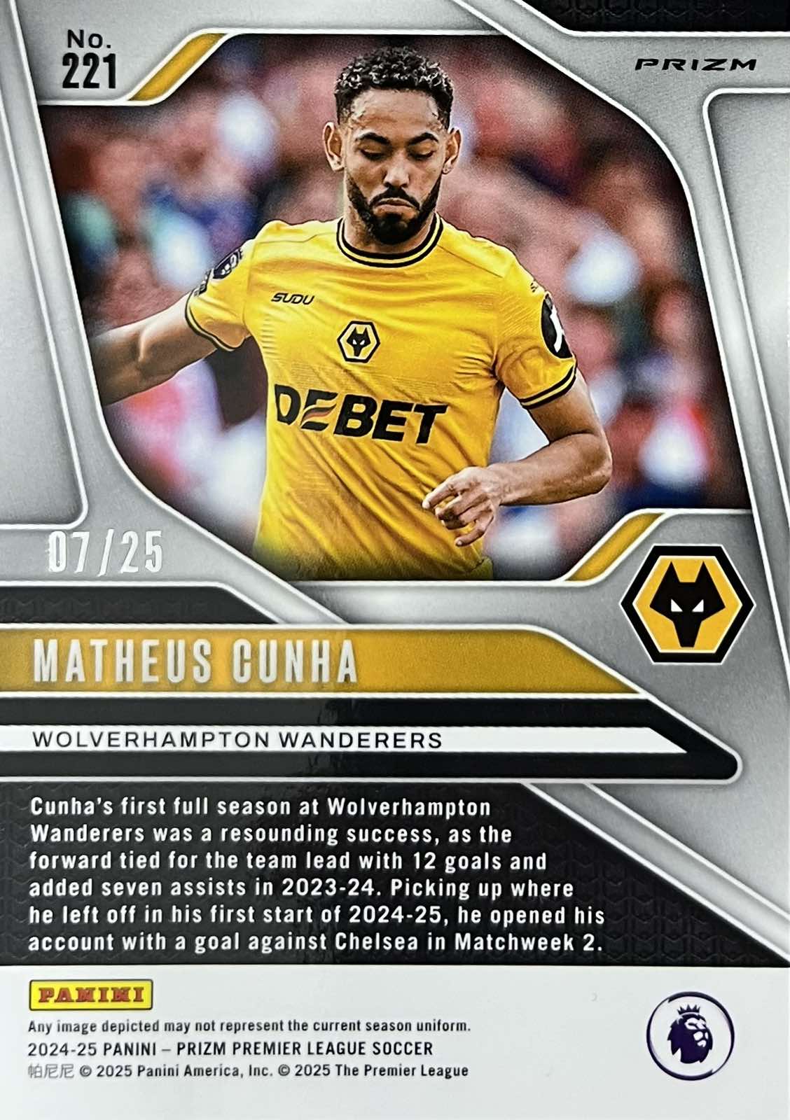 Matheus Cunha Purple Numbered /25 Breakaway Prizm