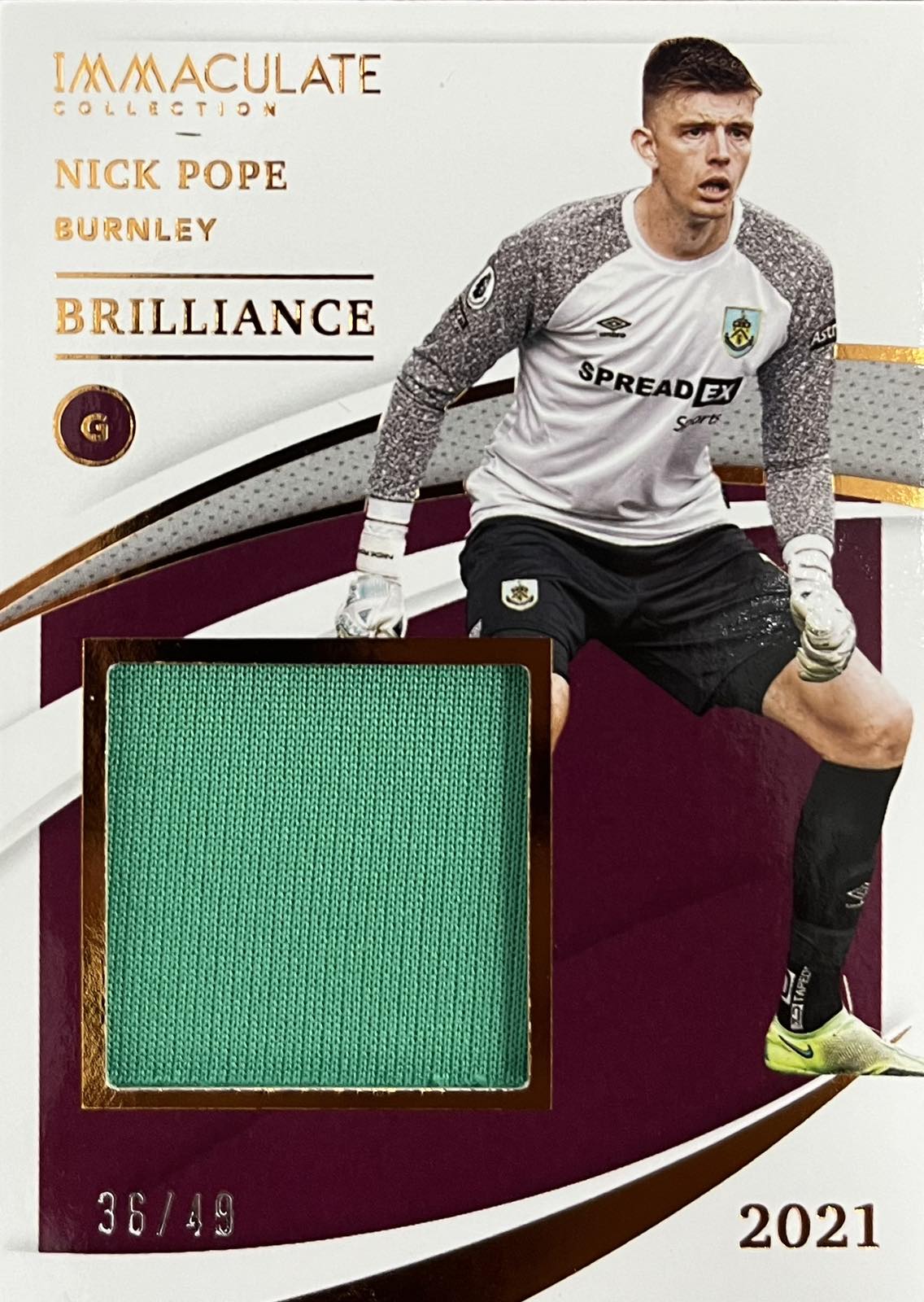 Nick Pope Match-Worn Patch Numbered /49 Panini Immaculate
