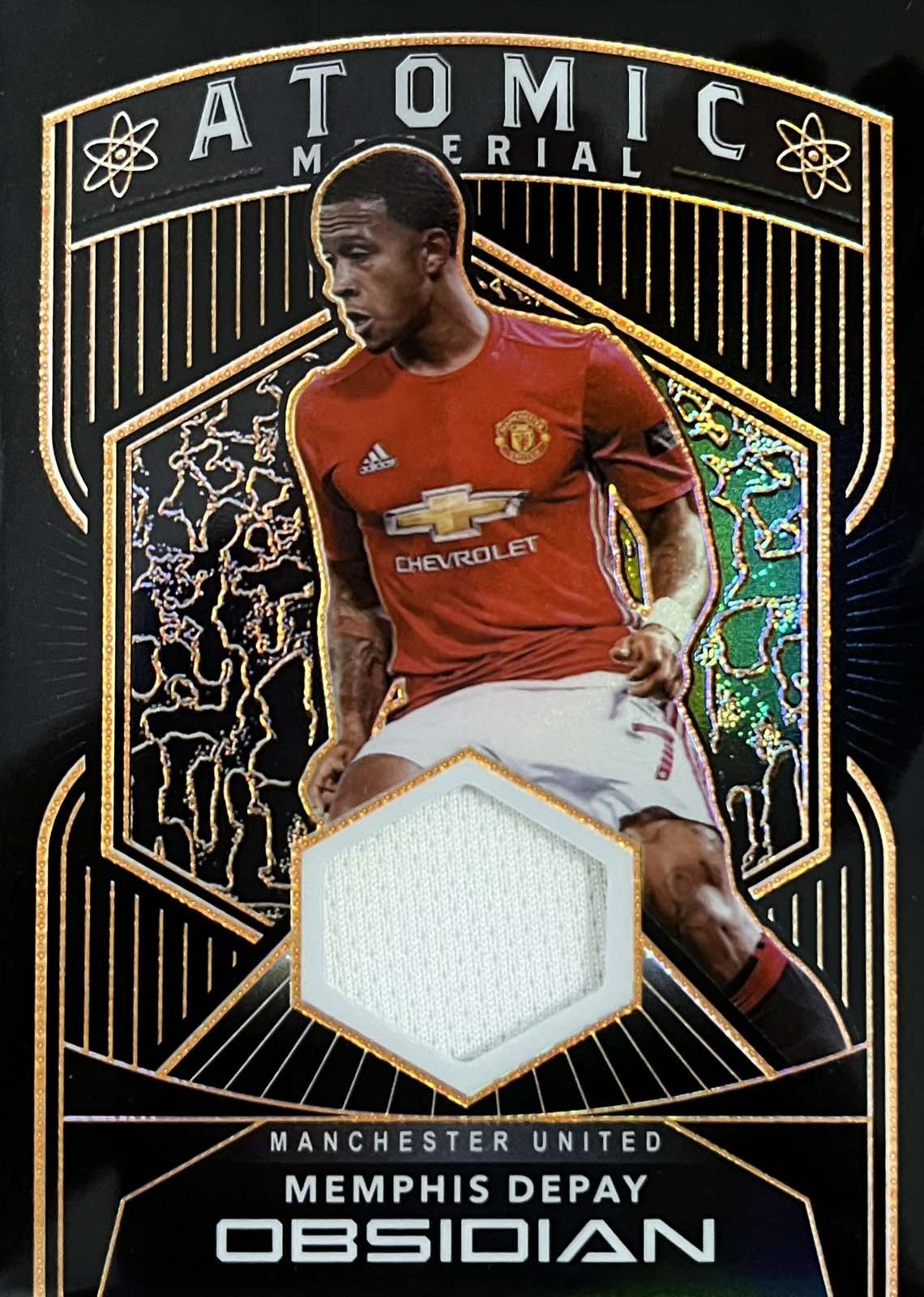 Memphis Depay Player-Worn Patch Numbered /50 Obsidian Atomic Material