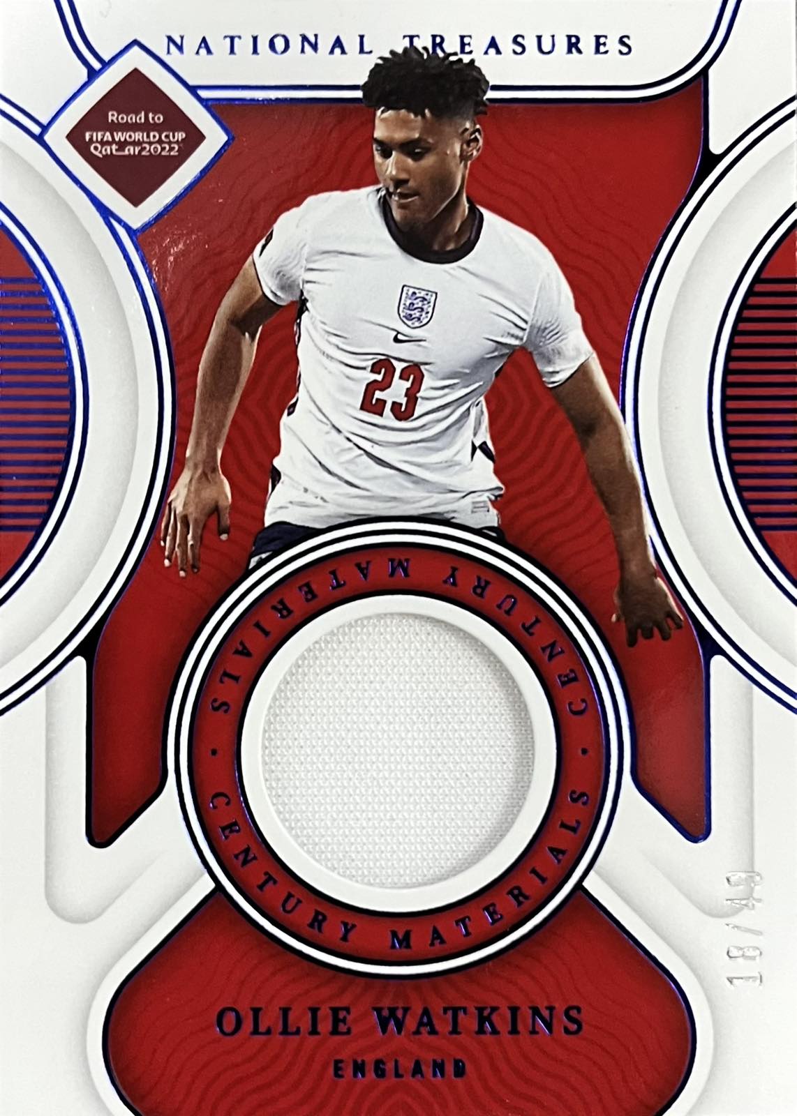 Ollie Watkins Player-Worn Patch Numbered /49 National Treasures