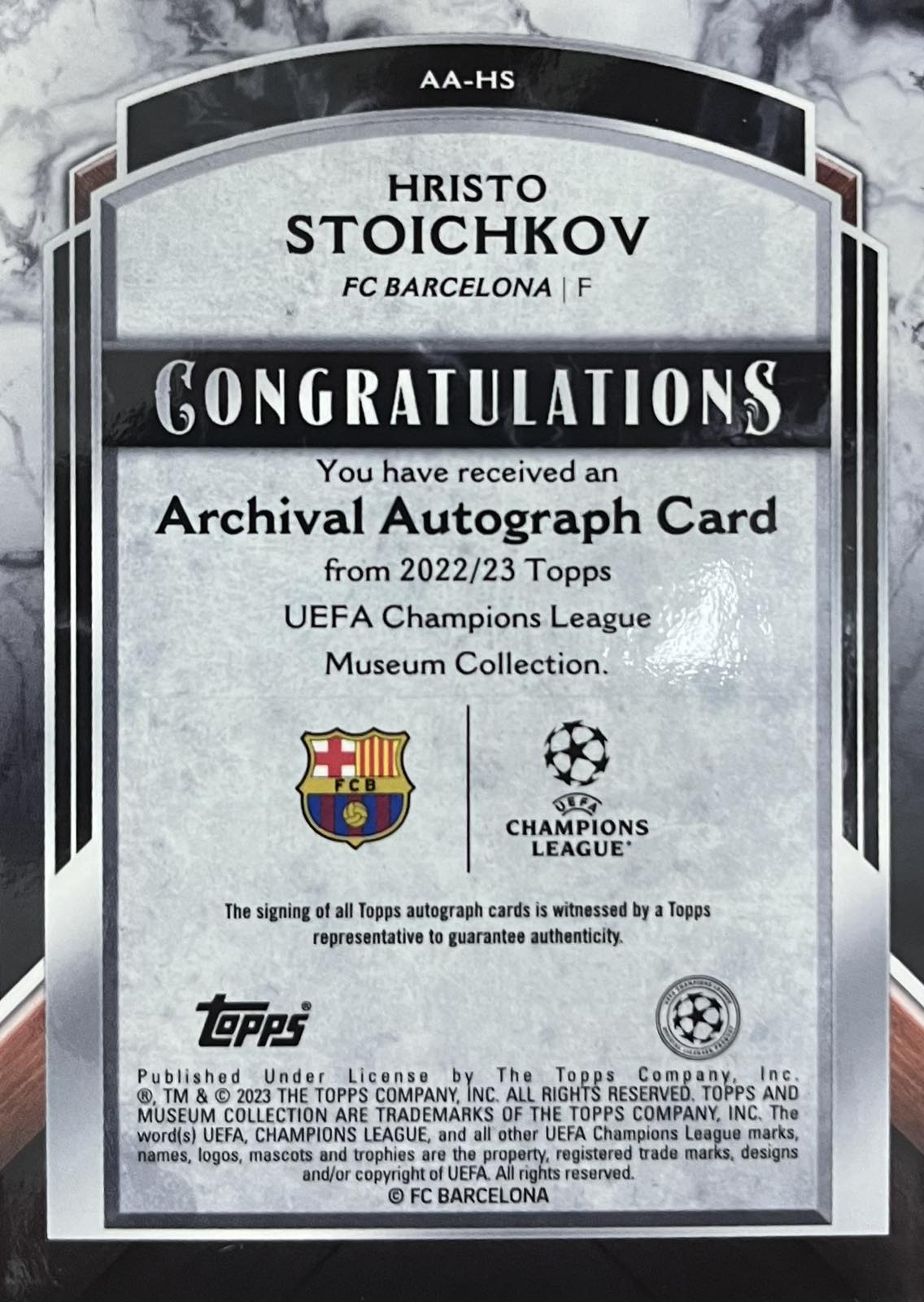 Hristo Stoichkov Autograph Numbered /75 Topps Museum
