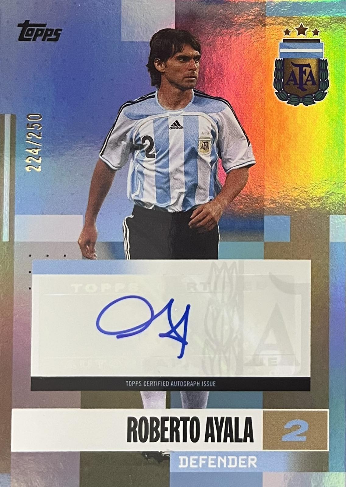 Roberto Ayala Autograph Numbered /250 Topps Argentina