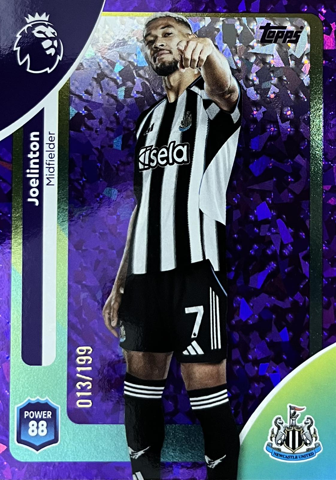 Joelinton Purple Numbered /199 Topps Premier League 226