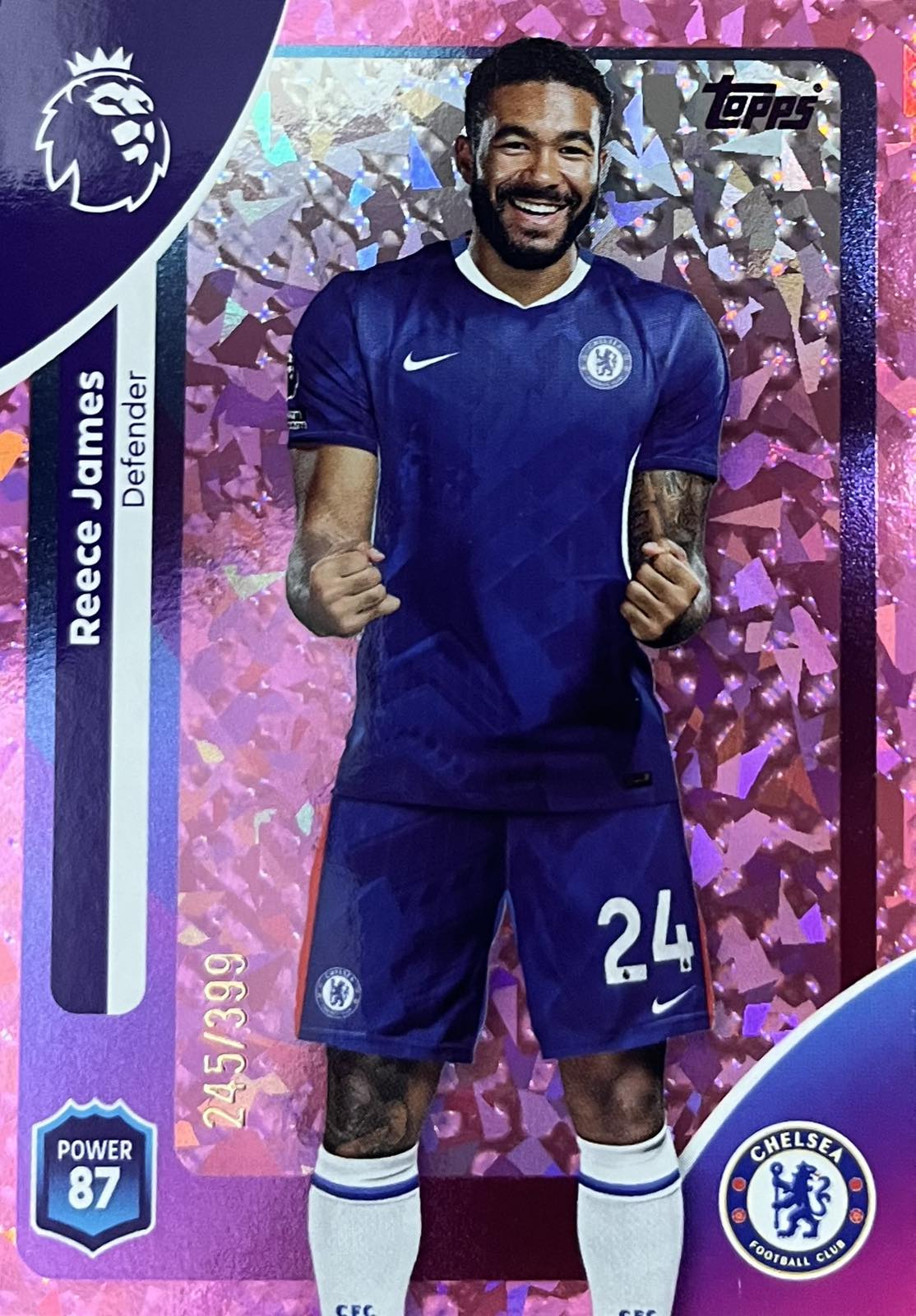 Reece James Pink Numbered /399 Topps Premier League 2025/26 #95