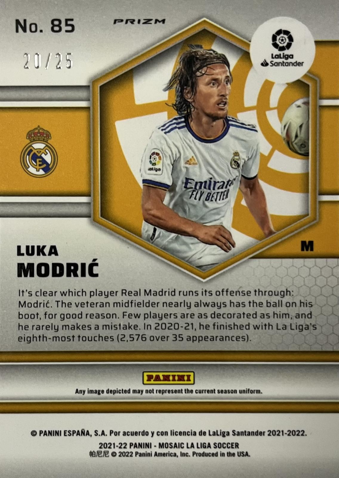 Luka Modric Numbered /25 Orange Mosaic LaLiga