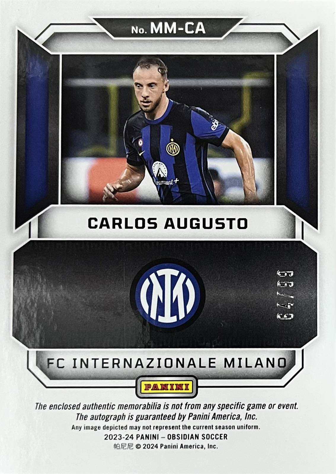 Carlos Augusto Patch Autograph Numbered /99 Obsidian