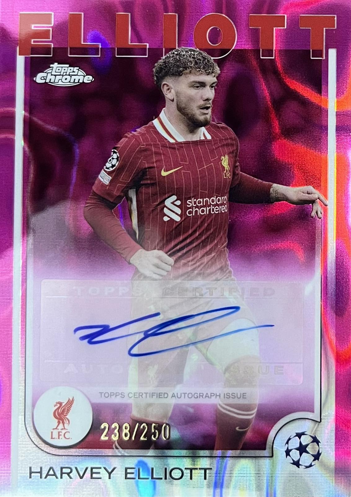 Harvey Elliott Autograph Numbered /250 Topps Chrome