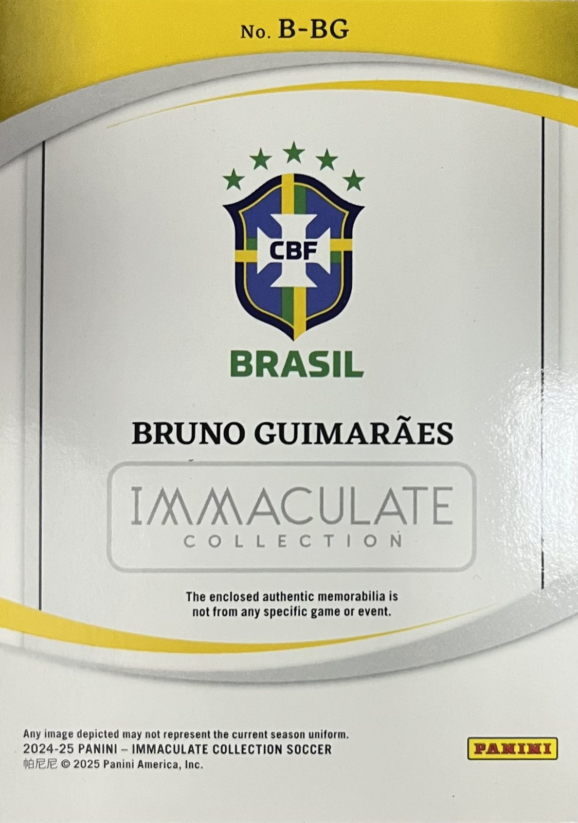 Bruno Guimaraes Patch Numbered /49 Panini Immaculate Brilliance