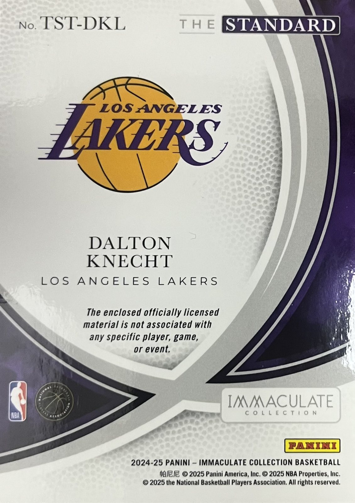 Dalton Knecht Rookie Patch Numbered /99 Immaculate