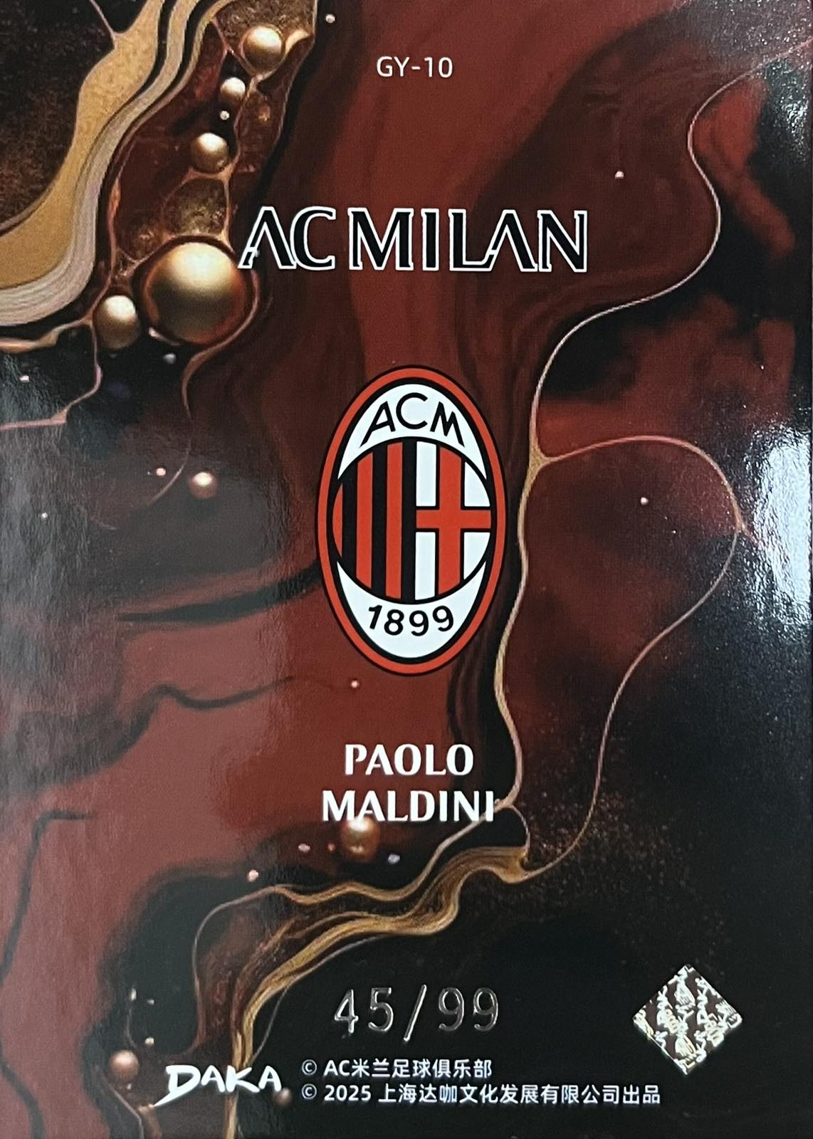 Paolo Maldini Numbered /99 Daka AC Milan