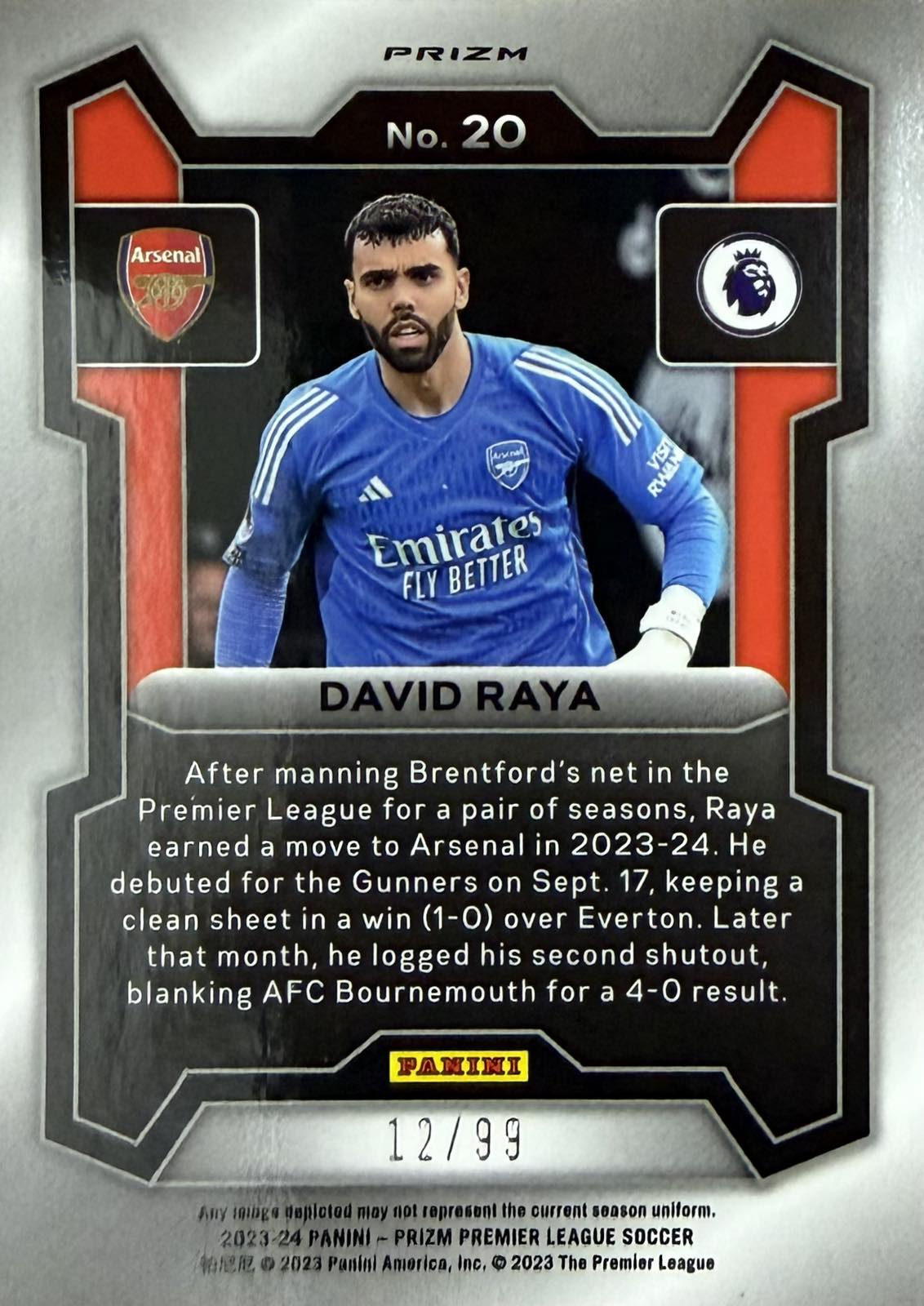 David Raya Blue Disco Numbered /99 Prizm Breakaway