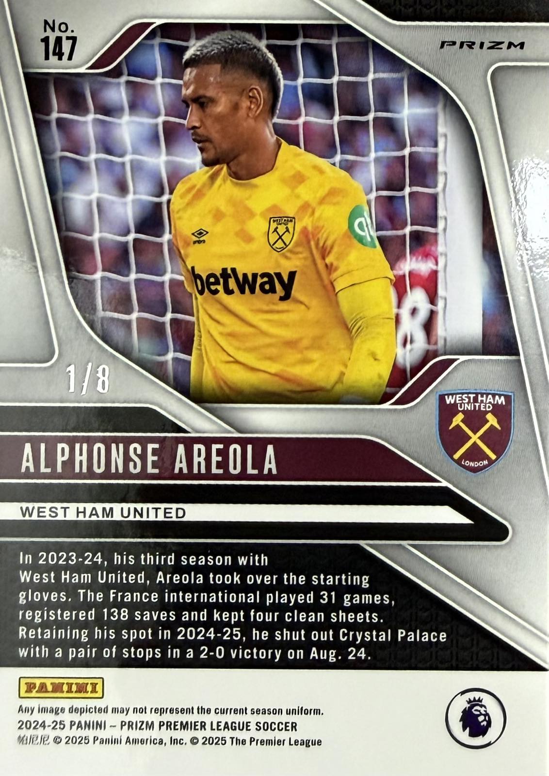 Alphonse Areola Numbered /8 Panini Prizm