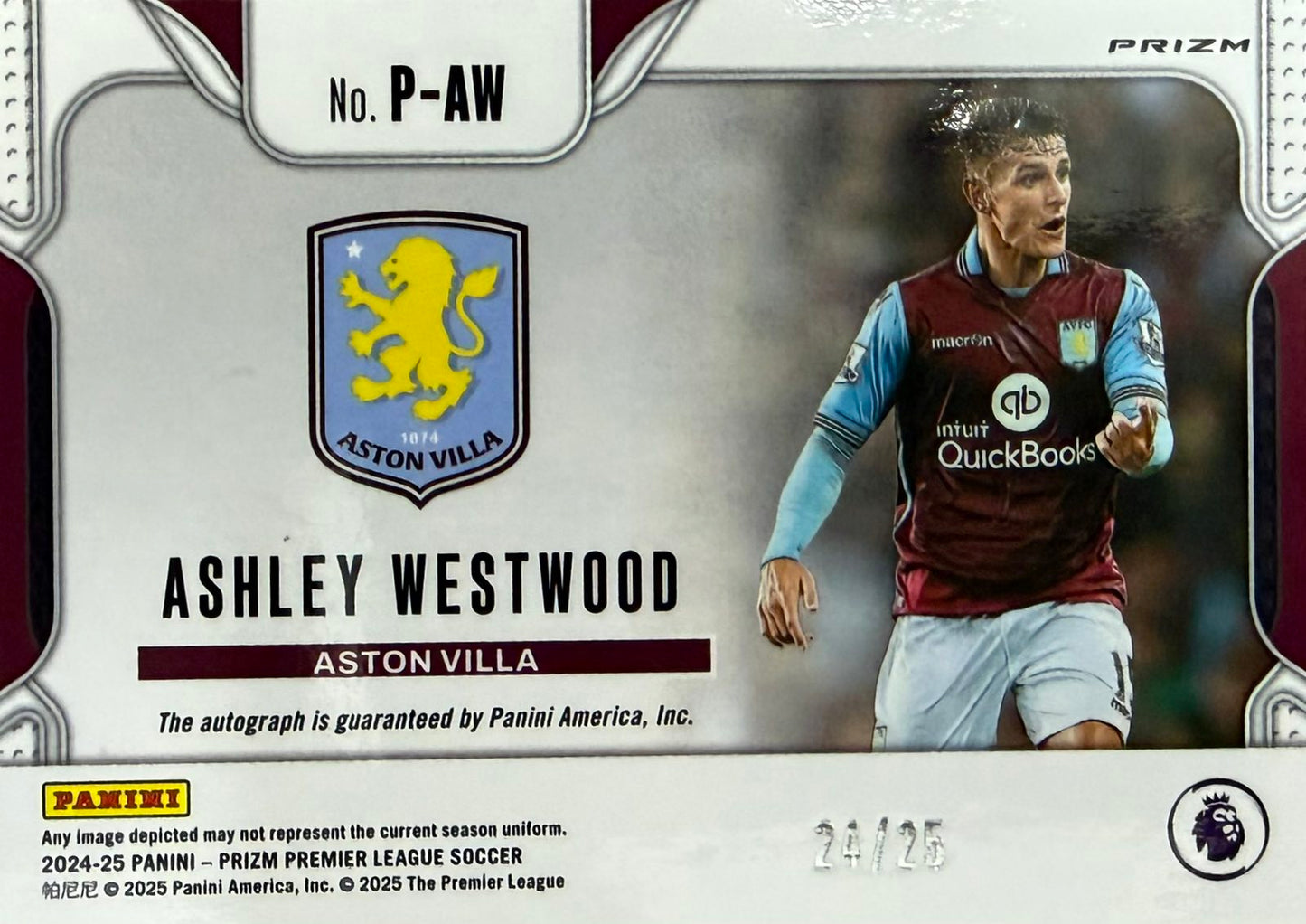 Ashley Westwood Autograph Numbered /25 Panini Prizm