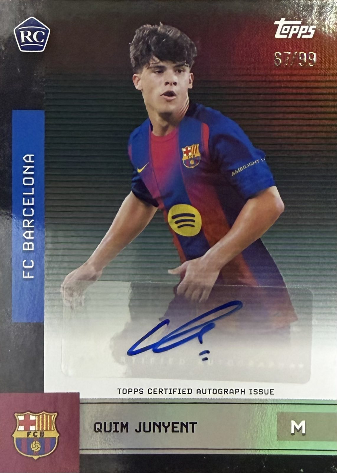 Quim Junyent Rookie Autograph Numbered /99 Topps Barcelona Team Set