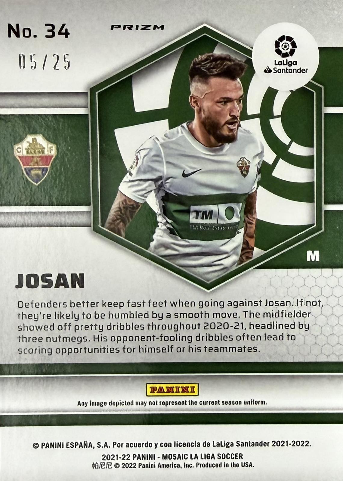Josan Numbered /25 Panini Mosaic La Liga