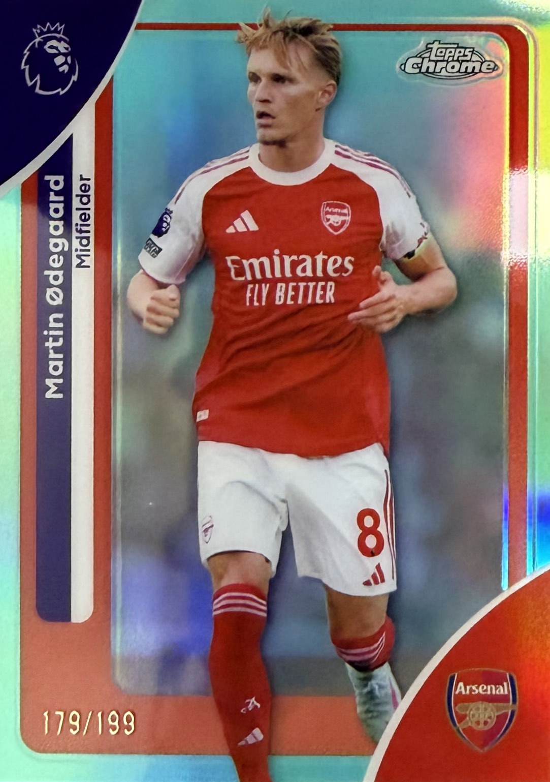 Martin Odegaard Numbered /199 Topps Chrome EPL