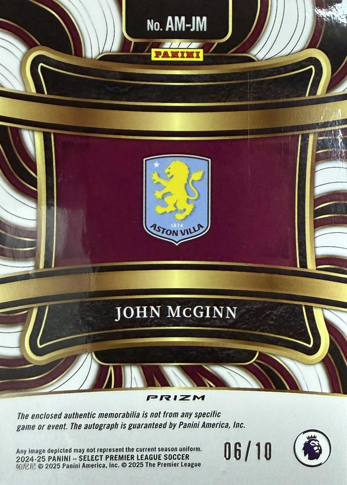 John McGinn Patch Autograph Numbered /10 Panini Select EPL 2024-25