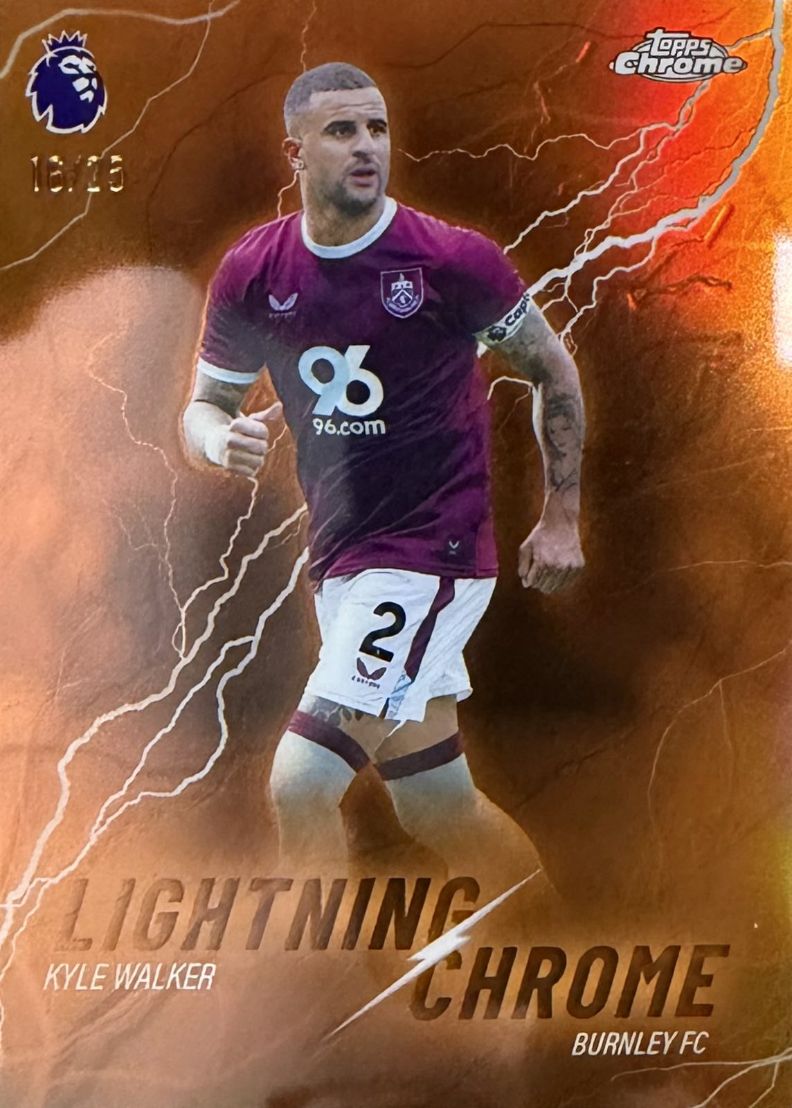 Kyle Walker Lightning Chrome Numbered /25 Topps Chrome EPL