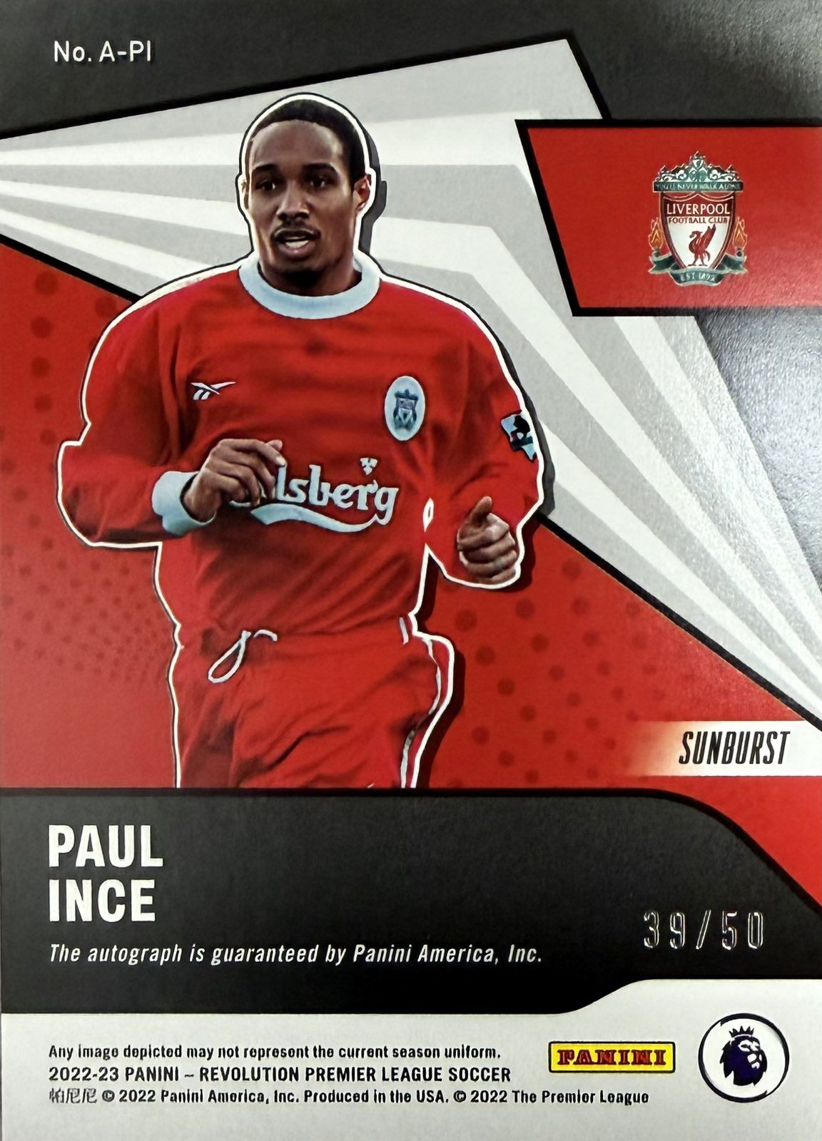 Paul Ince Autograph Numbered /50 Panini Revolution