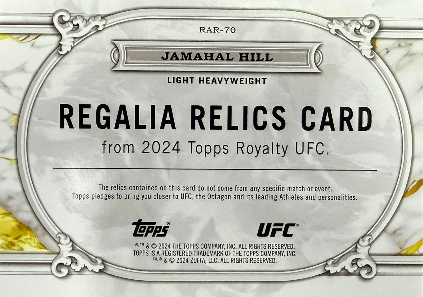 Jamahal Hill Fighter-Worn Patch Numbered /99 Topps Royalty
