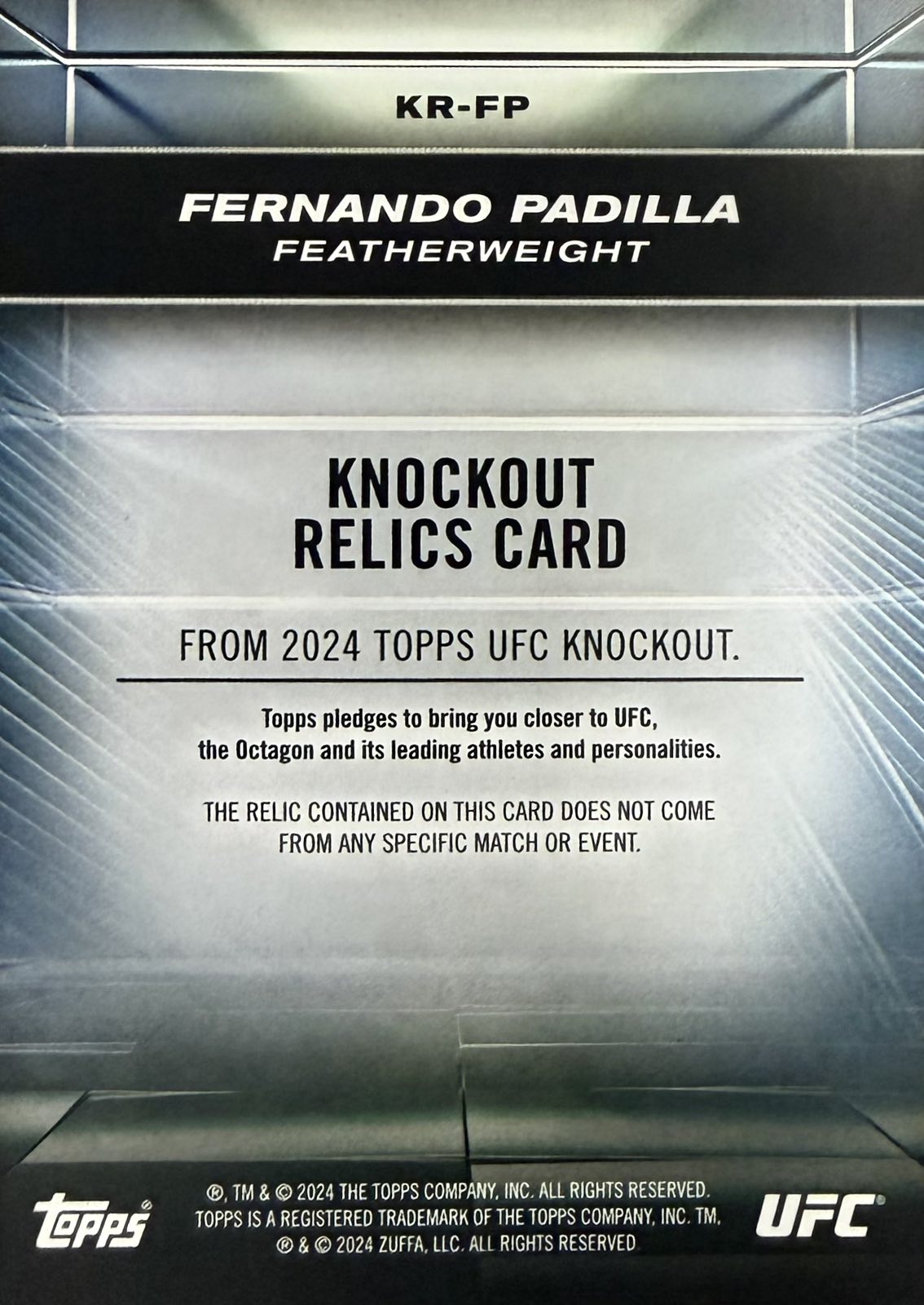 Fernando Padilla Fighter-Worn Patch Topps Knockout