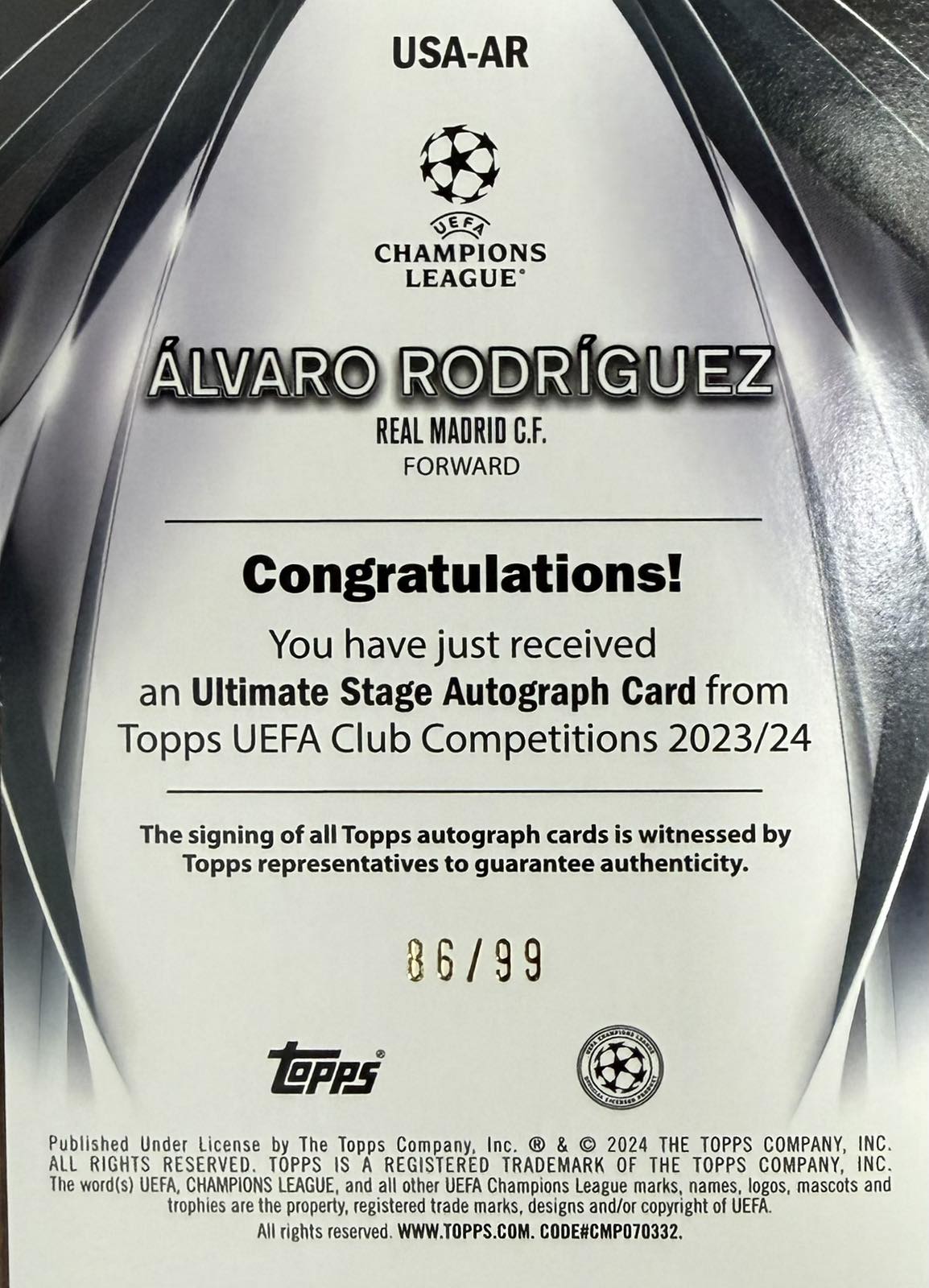Alvaro Rodriguez Autograph Numbered /99 Topps UCC Flagship