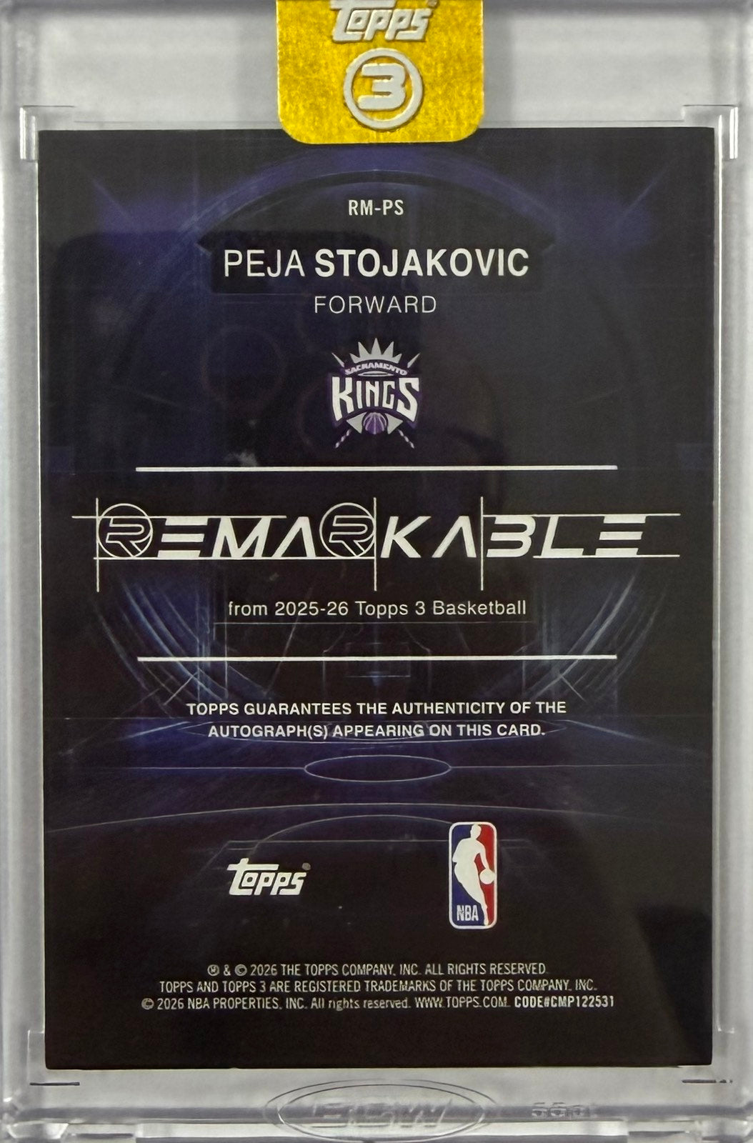 Peja Stojakovic On-Card Autograph Numbered /25 Topps 3 Remarkable