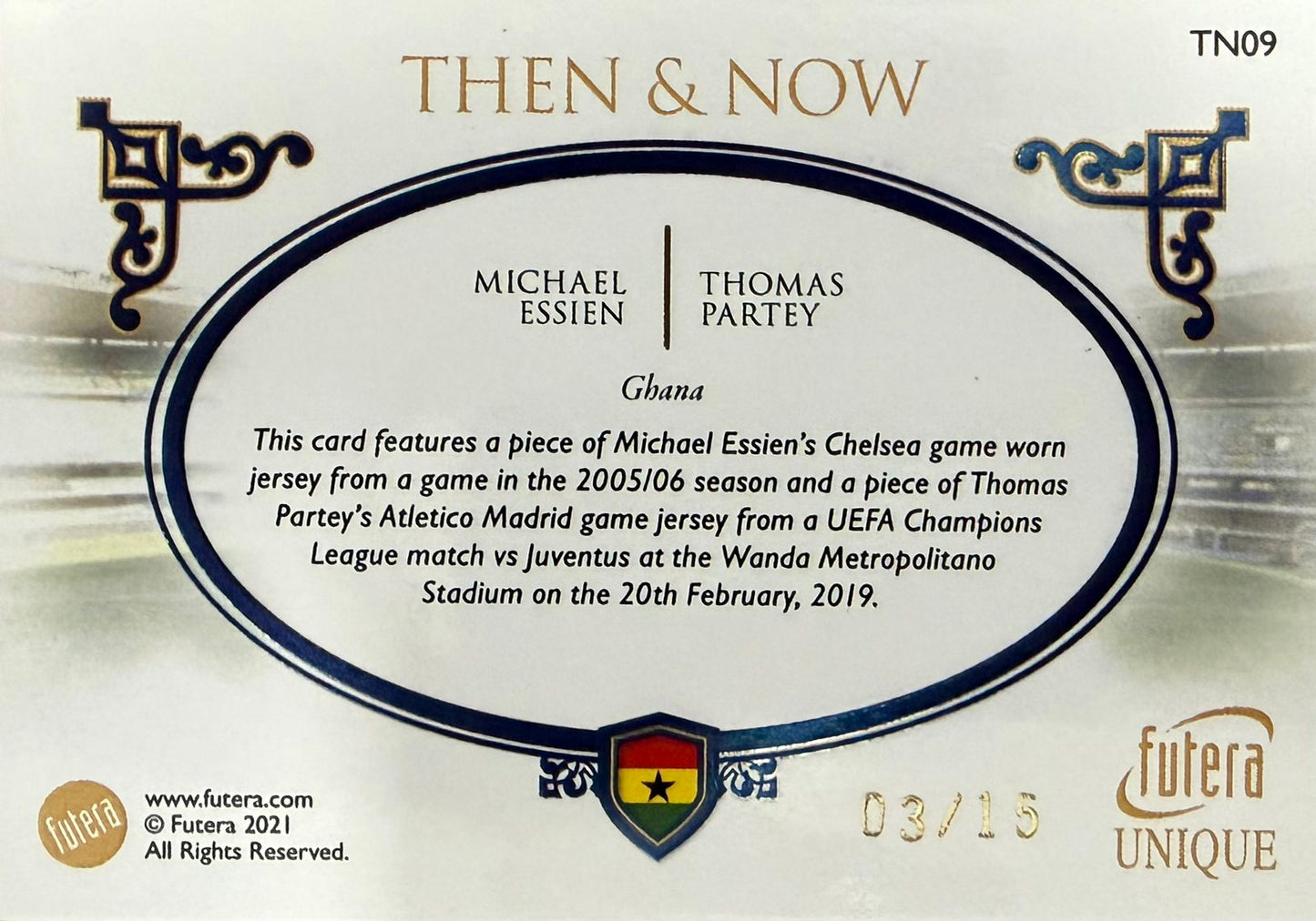 Michael Essien / Thomas Partey Dual Game-Worn Patch Numbered /15 Futera Unique
