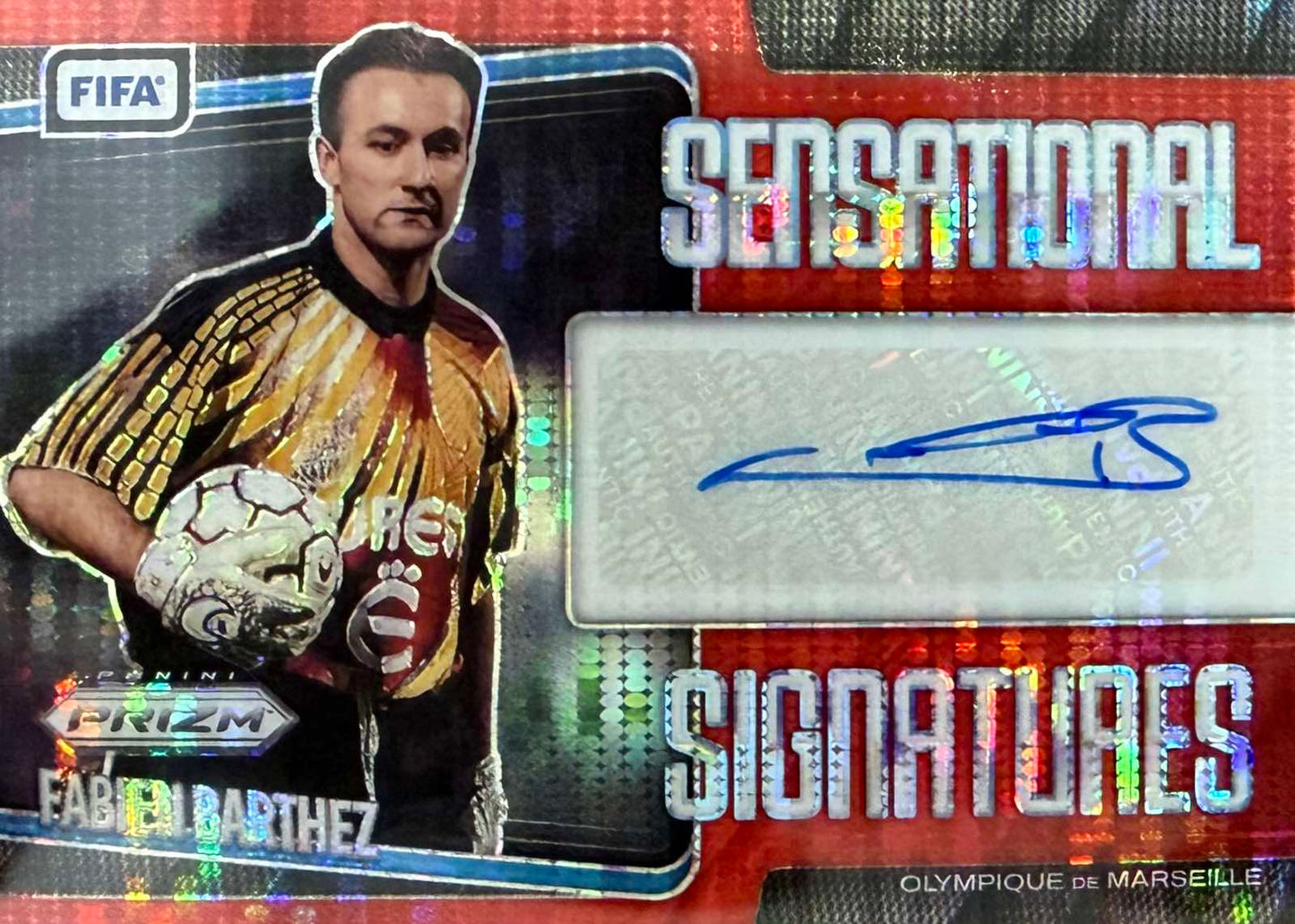 Fabien Barthez Autograph Red Pulsar Panini Prizm FIFA