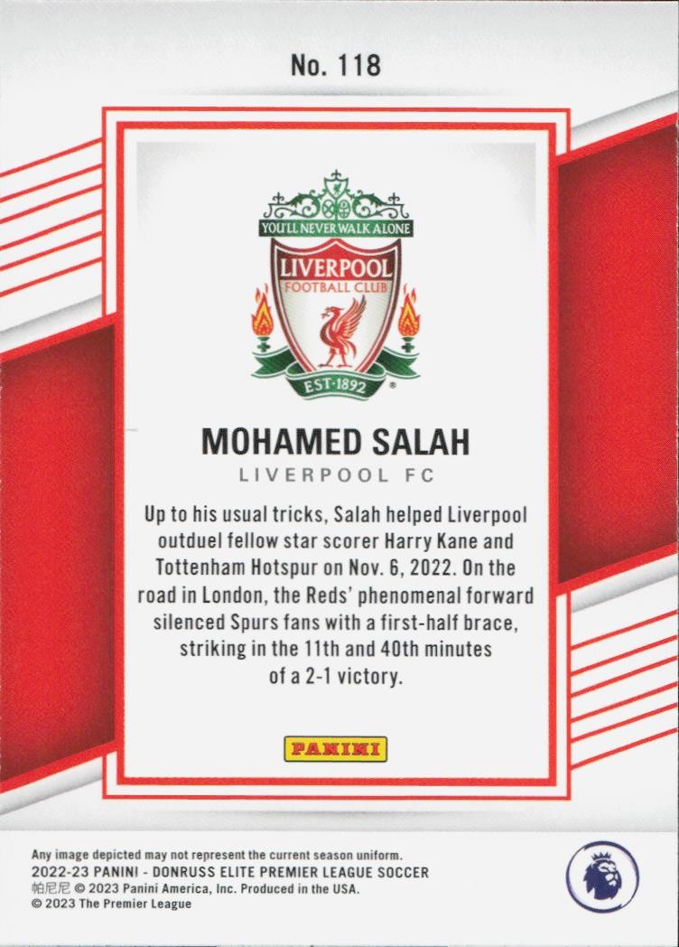 Mohamed Salah Donruss Elite Premier League Liverpool 118 2022-23