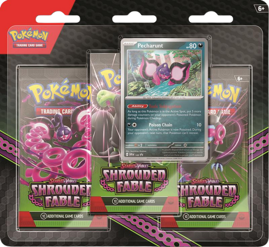 Pokemon TCG: Scarlet & Violet 6.5 Shrouded Fable 3 Pack Blister Pecharunt