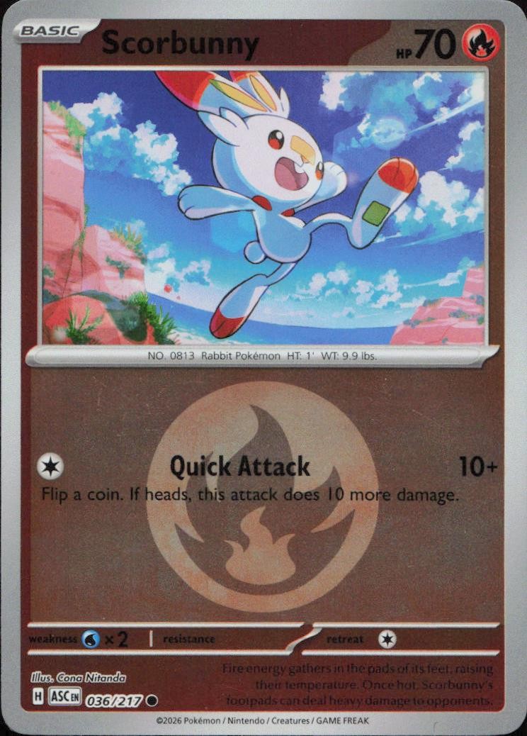 Scorbunny (Energy Symbol Pattern) 036/217 ME: Ascended Heroes Reverse Holo Common