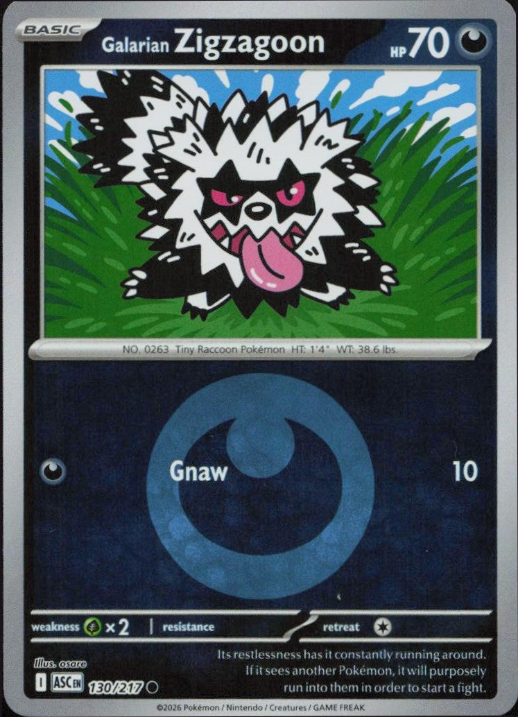 Galarian Zigzagoon (Energy Symbol Pattern) 130/217 ME: Ascended Heroes Reverse Holo Common