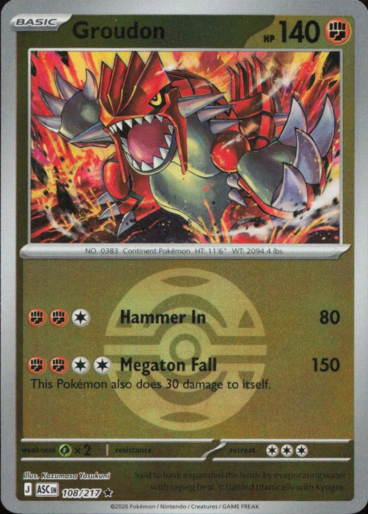 Groudon (Dusk Ball) 108/217 ME: Ascended Heroes Reverse Holo Rare