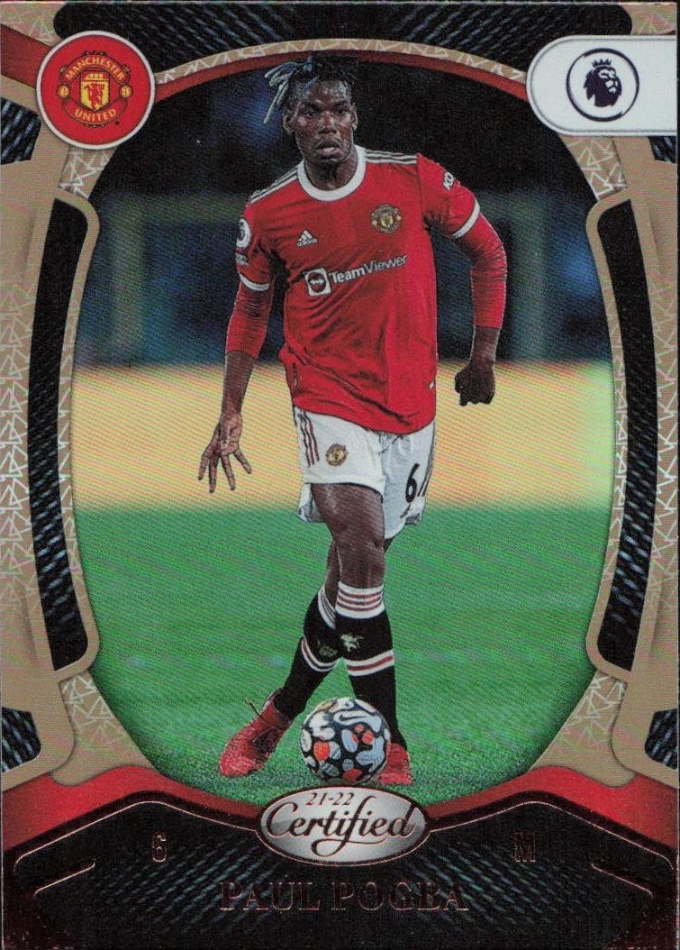 Paul Pogba Panini Chronicles - Certified Premier League Red Lasers Manchester United 162 2021-22