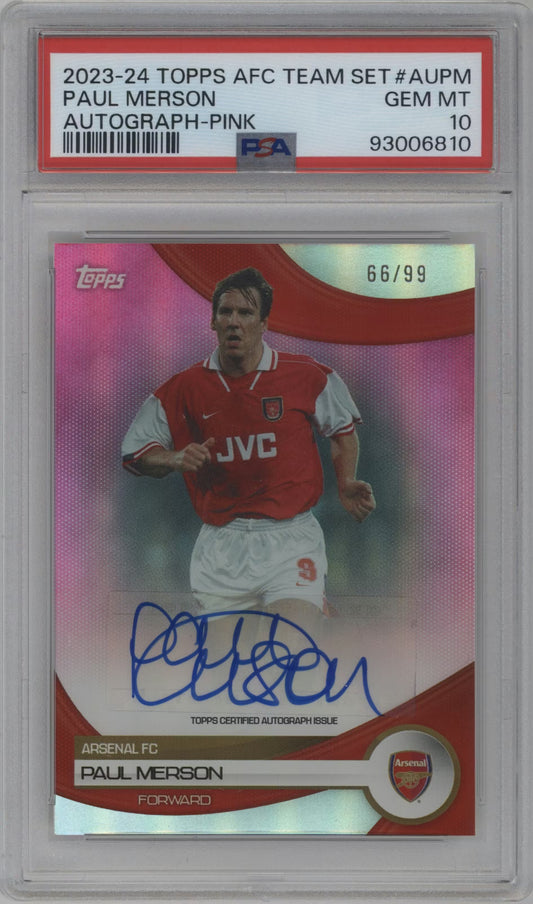 Paul Merson Autograph Numbered /99 Topps Arsenal Team Set (GRADED)(PSA)