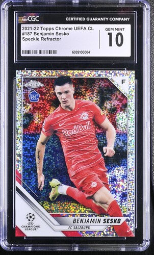 Benjamin Sesko Rookie Speckle Refractor Topps Chrome 2021-22 (GRADED)(CGC)
