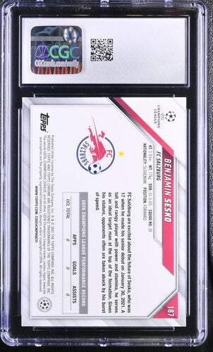 Benjamin Sesko Rookie Speckle Refractor Topps Chrome 2021-22 (GRADED)(CGC)