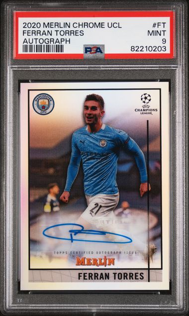 FERRAN TORRES TOPPS MERLIN CHROME UEFA CHAMPIONS LEAGUE AUTOGRAPHS (GRADED)