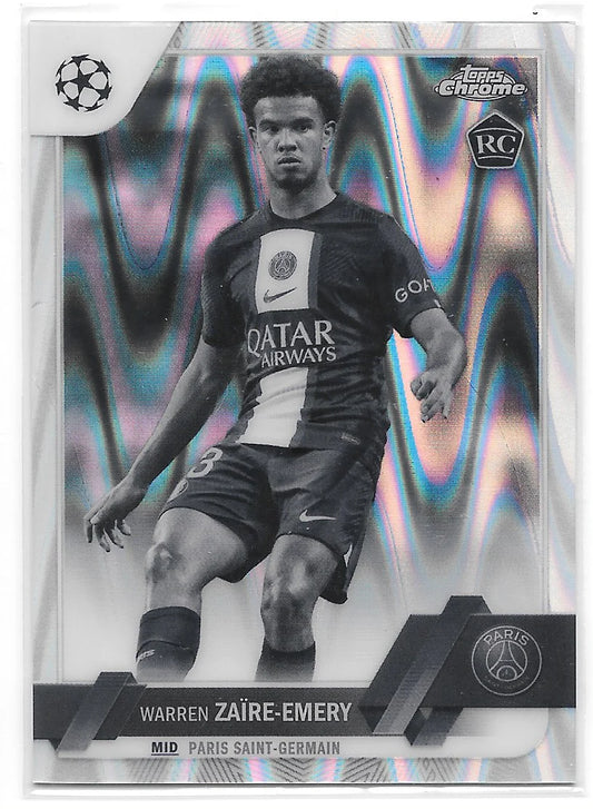 Warren Zaire-Emery Black White RayWave Rookie Refractors #135 2022-23 Topps Chrome UEFA
