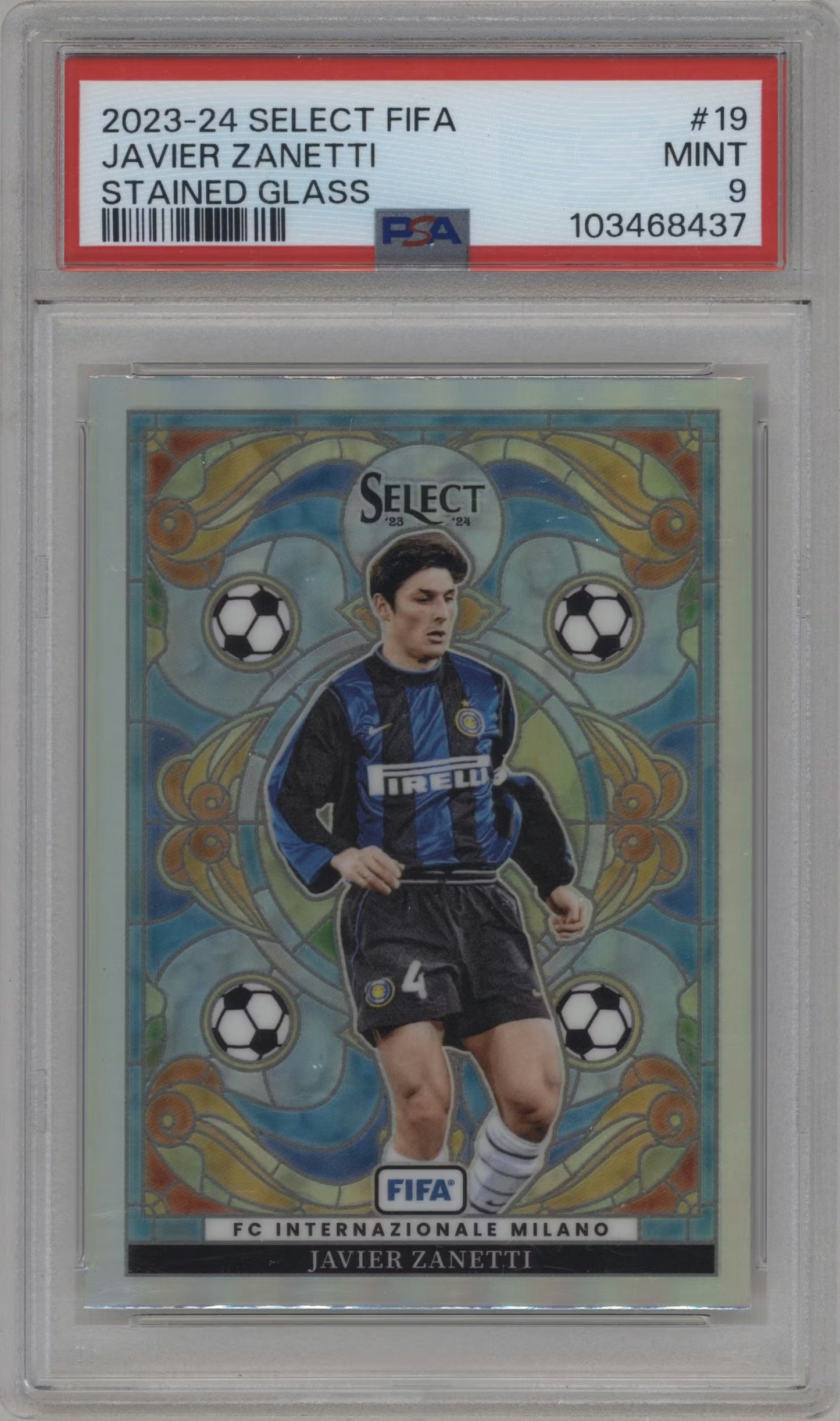 Javier Zanetti Stained Glass Case Hit SSP Panini Select FIFA (GRADED)(PSA)