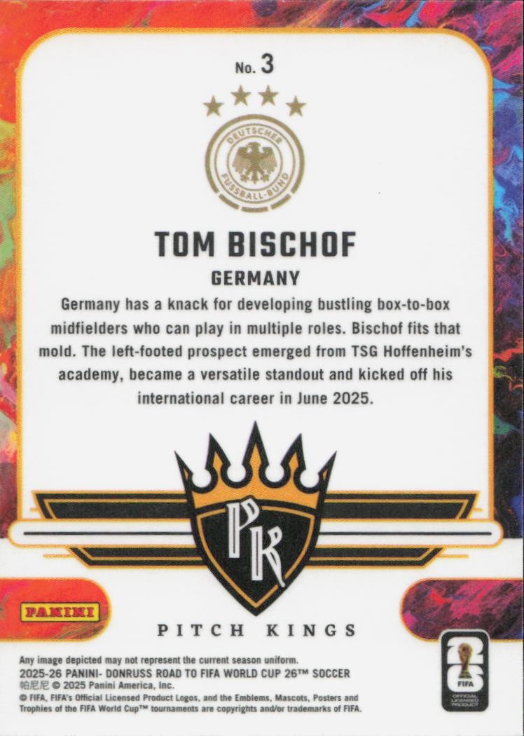 Tom BischofDonruss Road to FIFA World Cup - Pitch Kings Red Germany 3 2025-26 (Back)