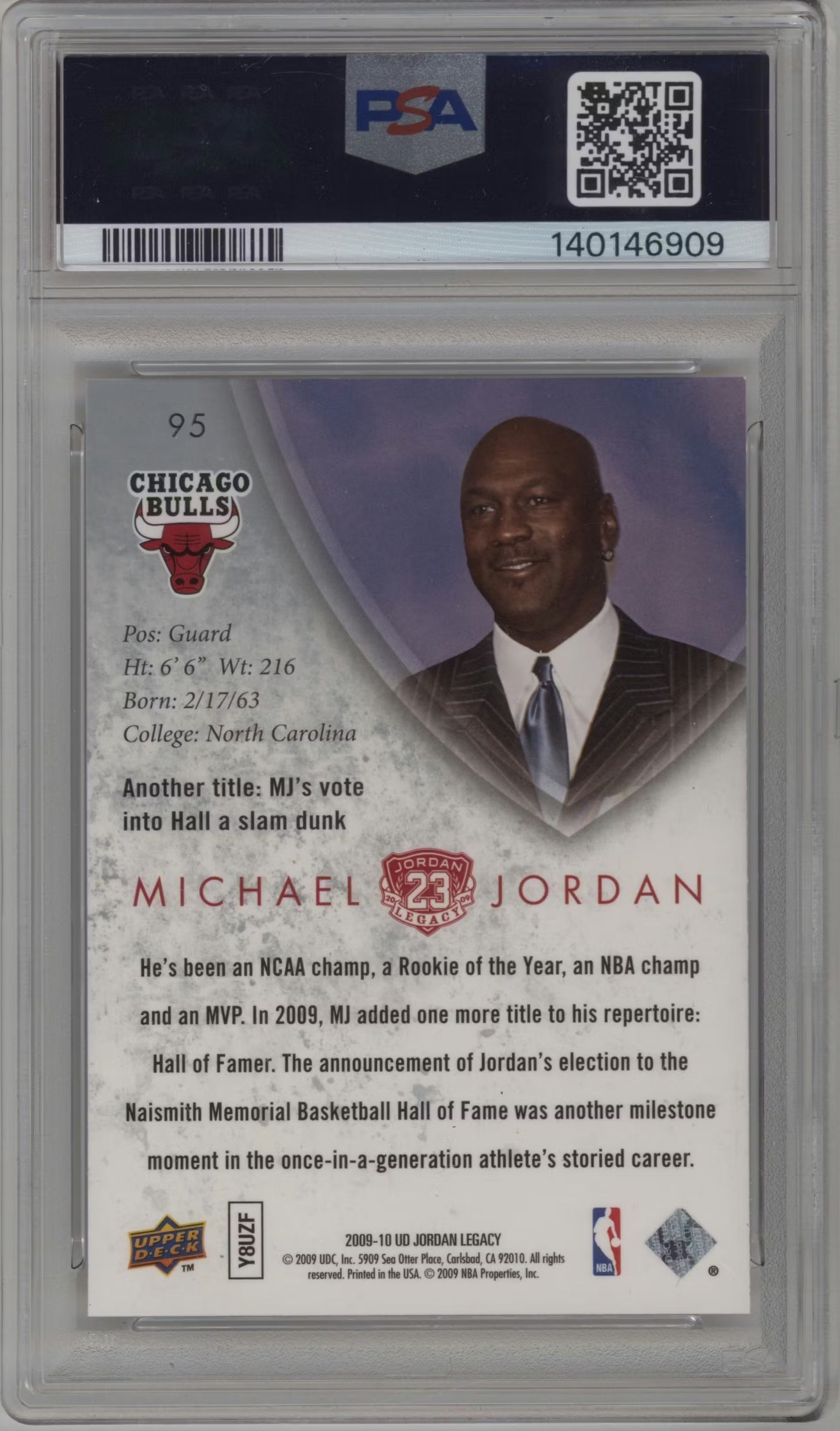 Michael Jordan Hall Of Fame Upper Deck Legacy Gold (GRADED)(PSA)