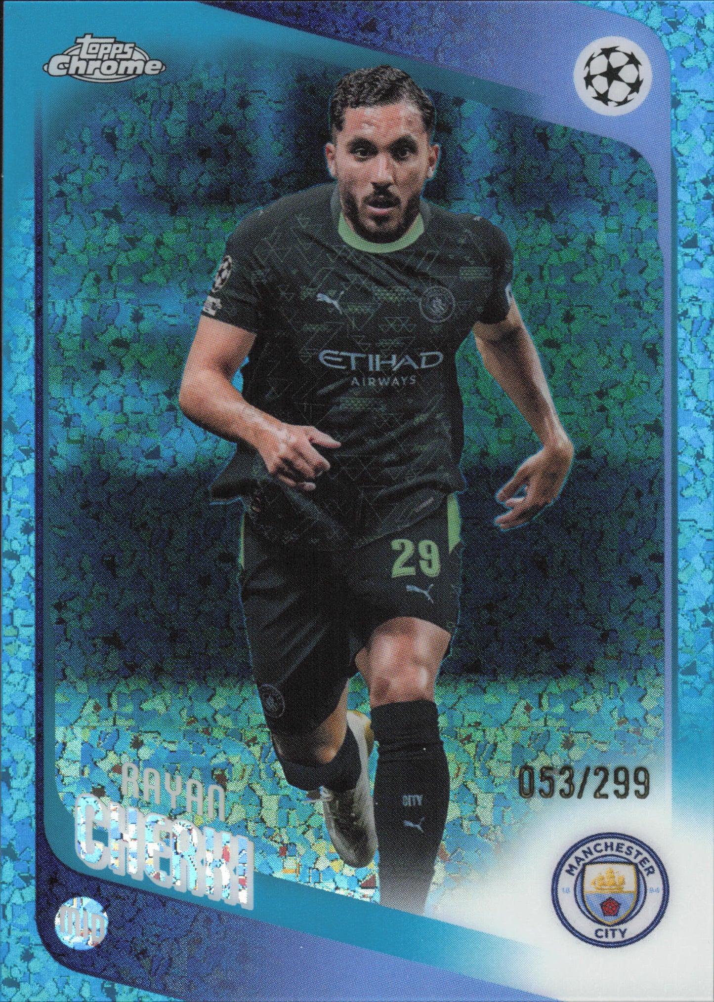 Rayan Cherki Numbered /299 Topps Chrome UCC