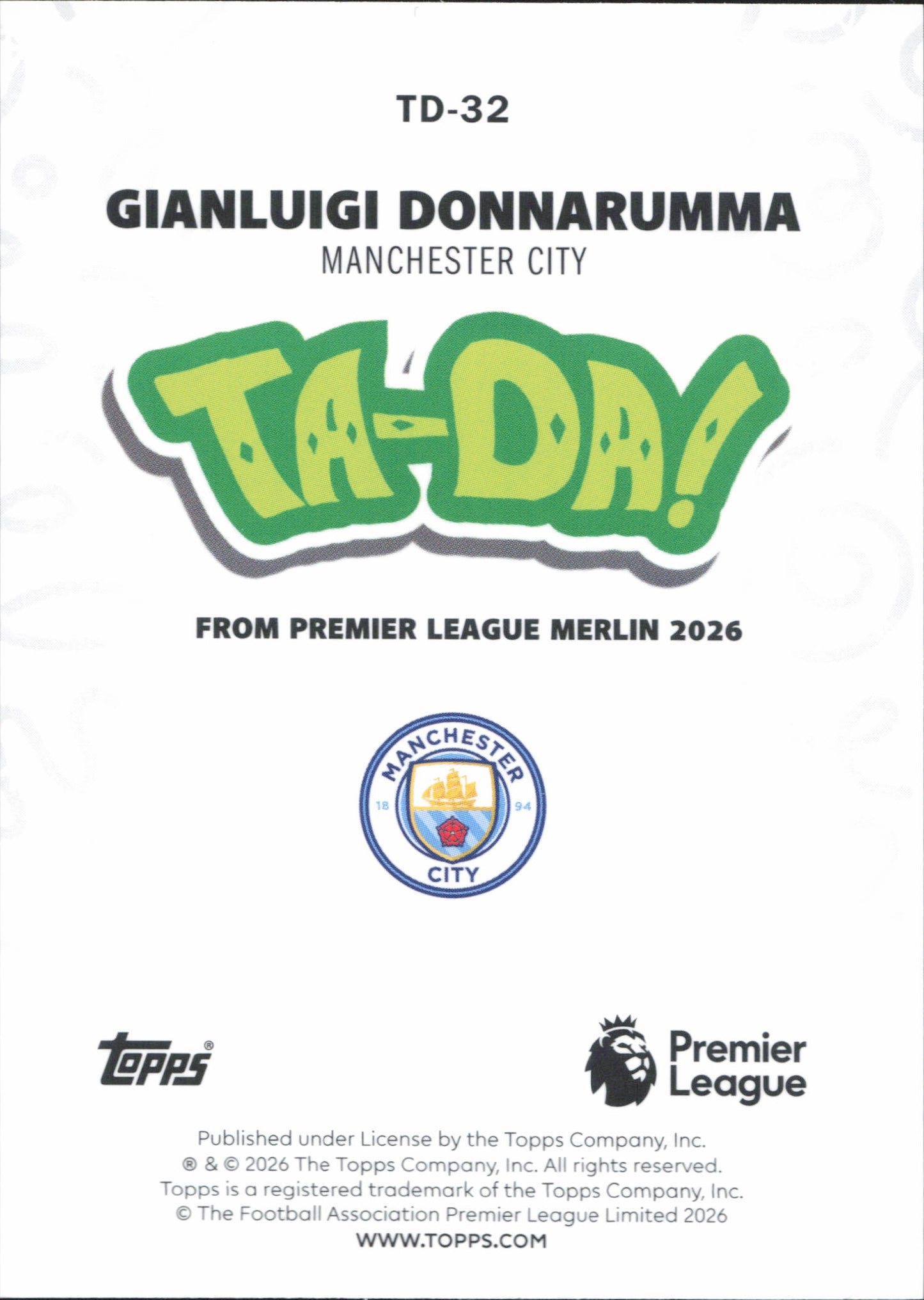 Gianluigi Donnarumma Ta-Da Topps Merlin EPL