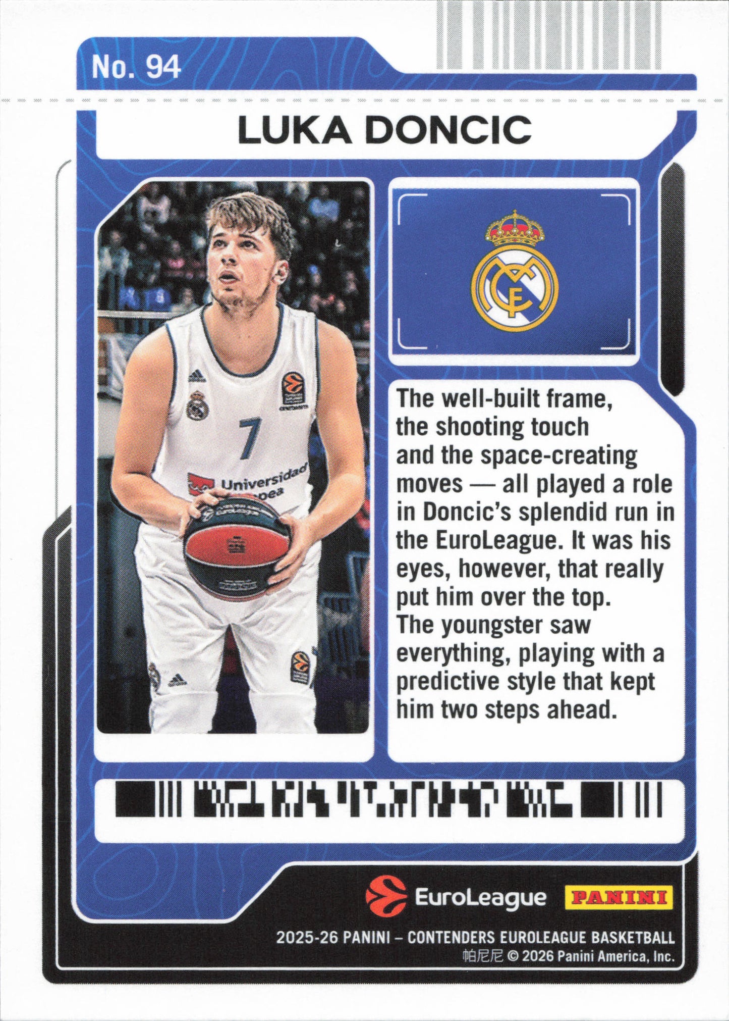 Luka Doncic Base Panini Euroleague Contenders