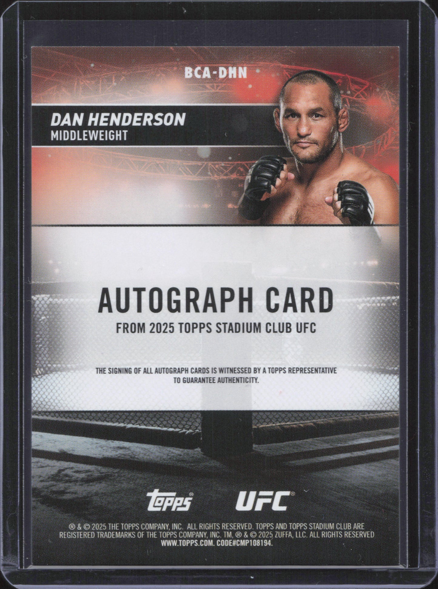 Dan Henderson On-Card Autograph Topps Stadium Club