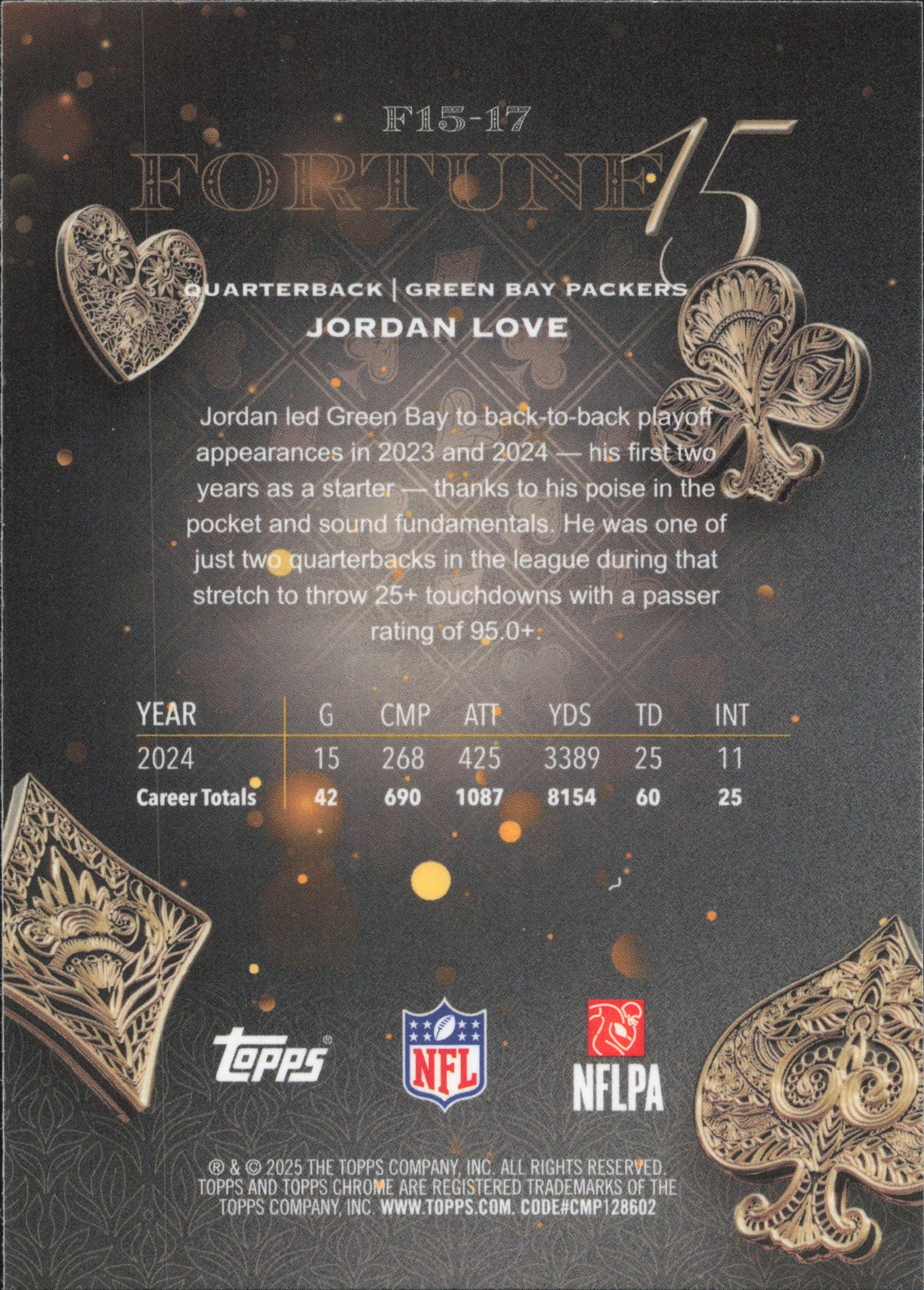 Jordan Love Fortune Topps Chrome NFL