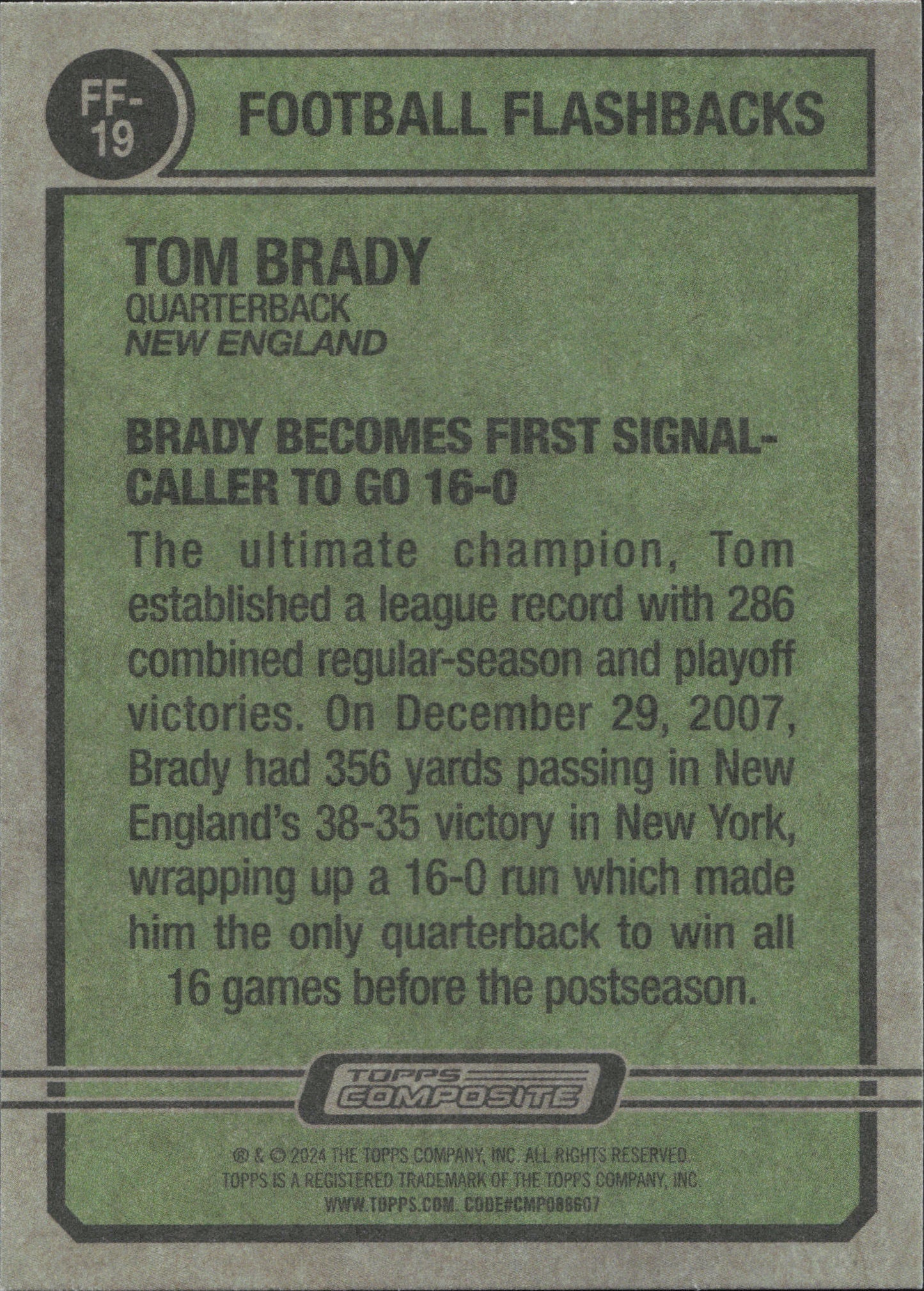 Tom Brady Flashbacks Topps Heritage